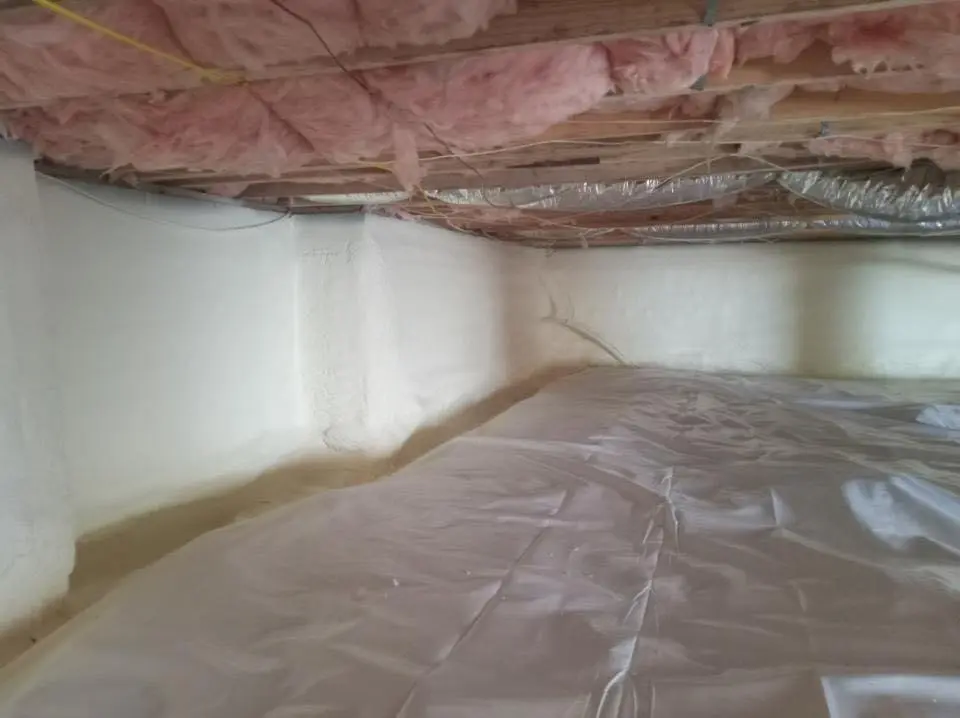 Crawl space encapsulation with closed-cell spray foam for Flat Roof Repair in Simsbury